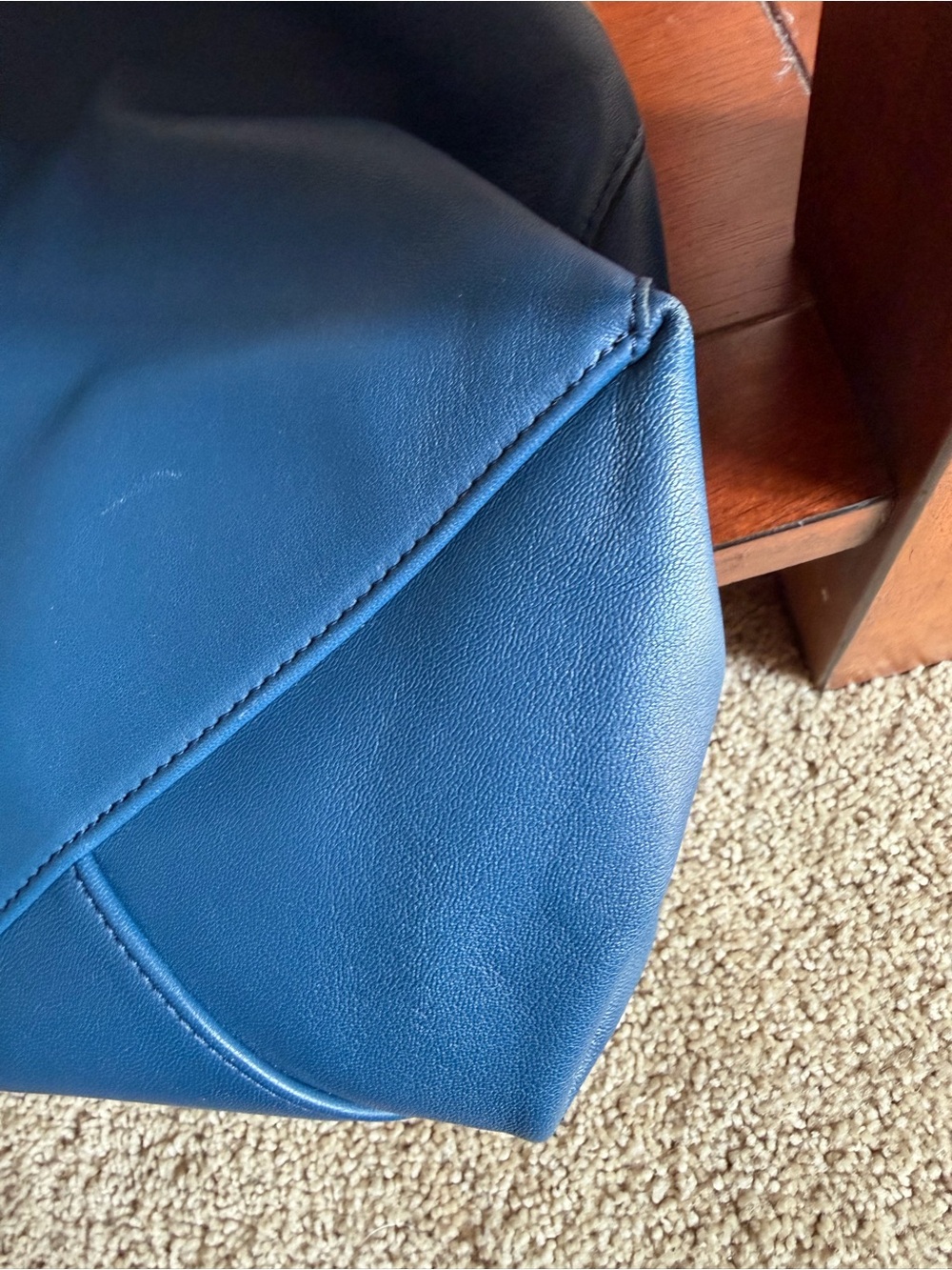 SOLD 🛑 Celine CABA Two-Tone Leather Tote in Tan and Blue - Picture 7 of 14